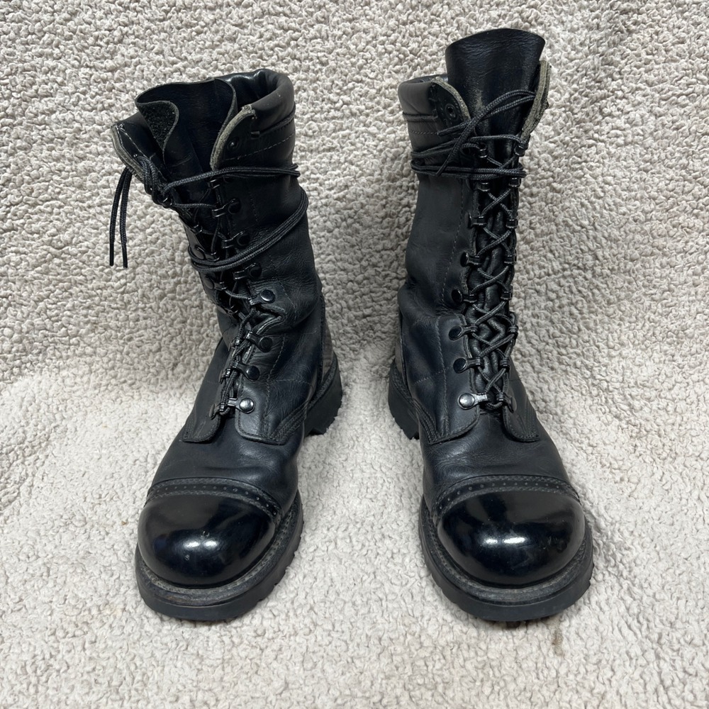 Corcoran Jump Boots Mens 8.5 Black Leather Cap Toe Vibram Sole USA 1520